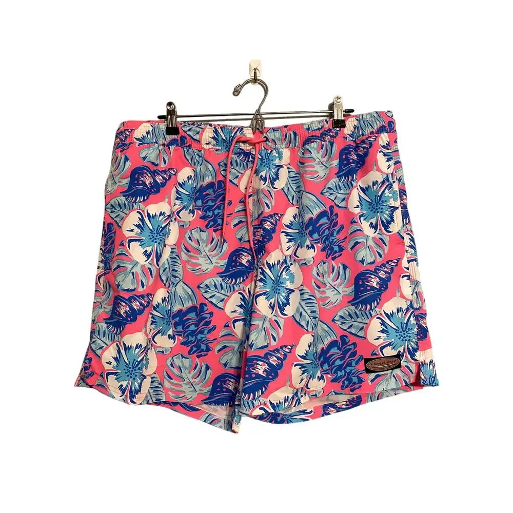 Vineyard Vines Pink Blue Swim Trunks Shorts Pockets Swim Shorts Floral
